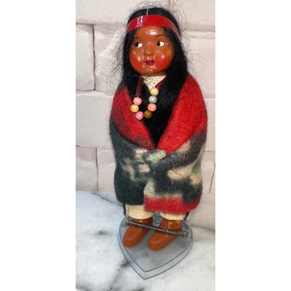 Vintage Skookum Bully Good Indian Doll 7 Inch Composition Wool Blanket Figure